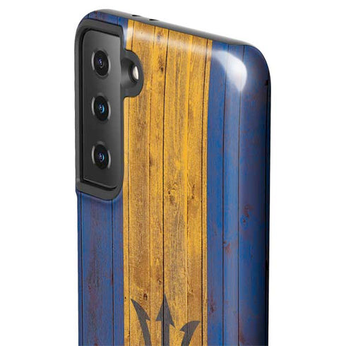 Barbados Flag Dark Wood Galaxy S21 Plus 5G Pro Case